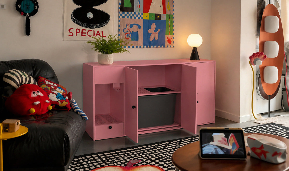 Powder black series sand control storage cat litter cabinet