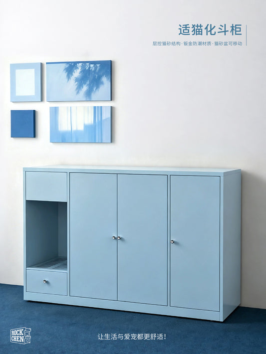 Sky Blue Pet-Friendly Storage Cabinet