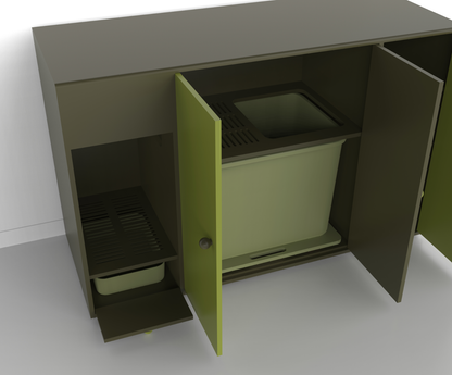 Green Wabi-Sabi style Sand control storage cat litter cabinet