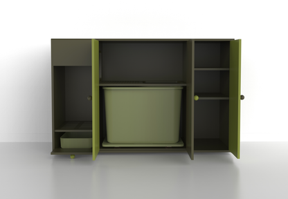 Green Wabi-Sabi style Sand control storage cat litter cabinet