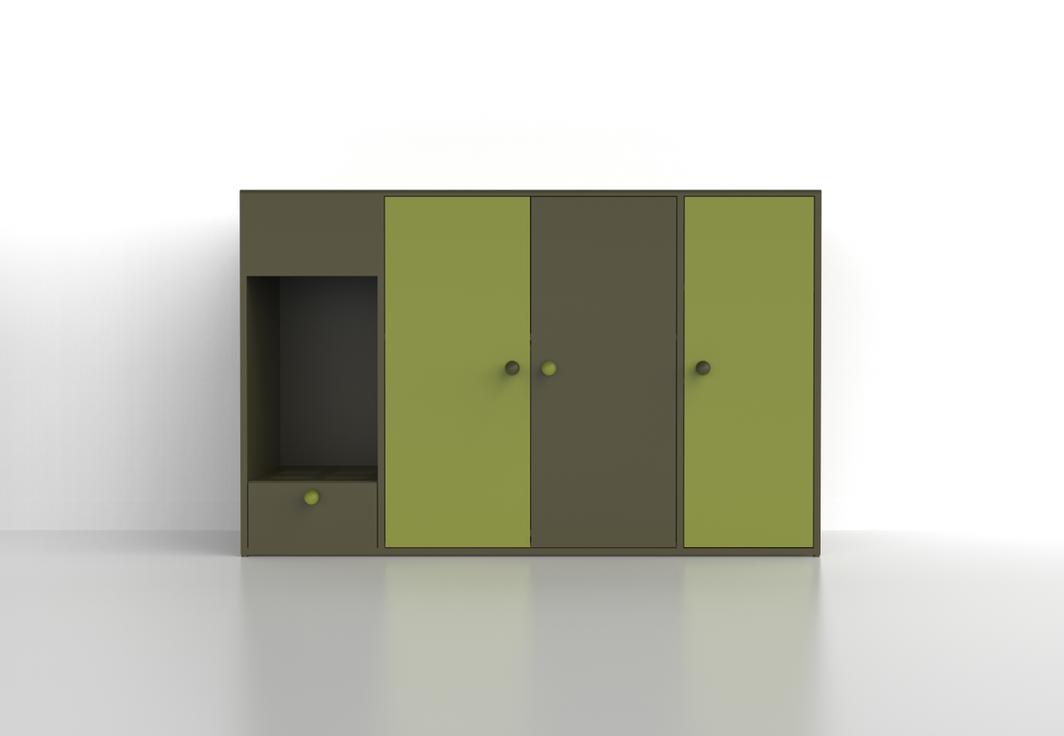 Green Wabi-Sabi style Sand control storage cat litter cabinet