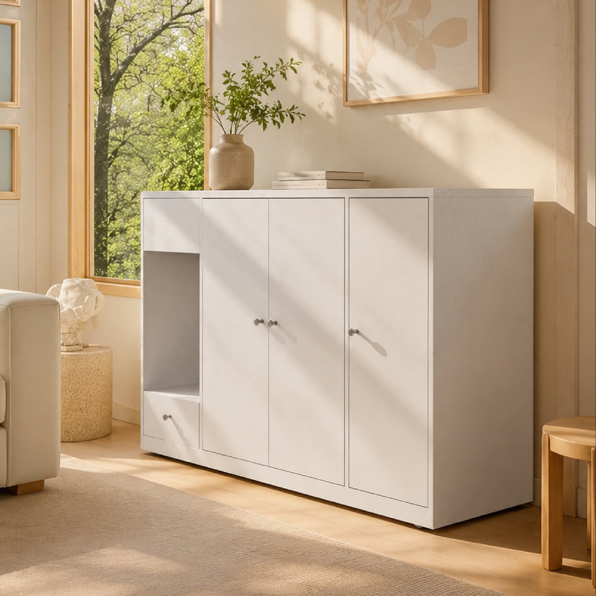 Cream white cat cabinet