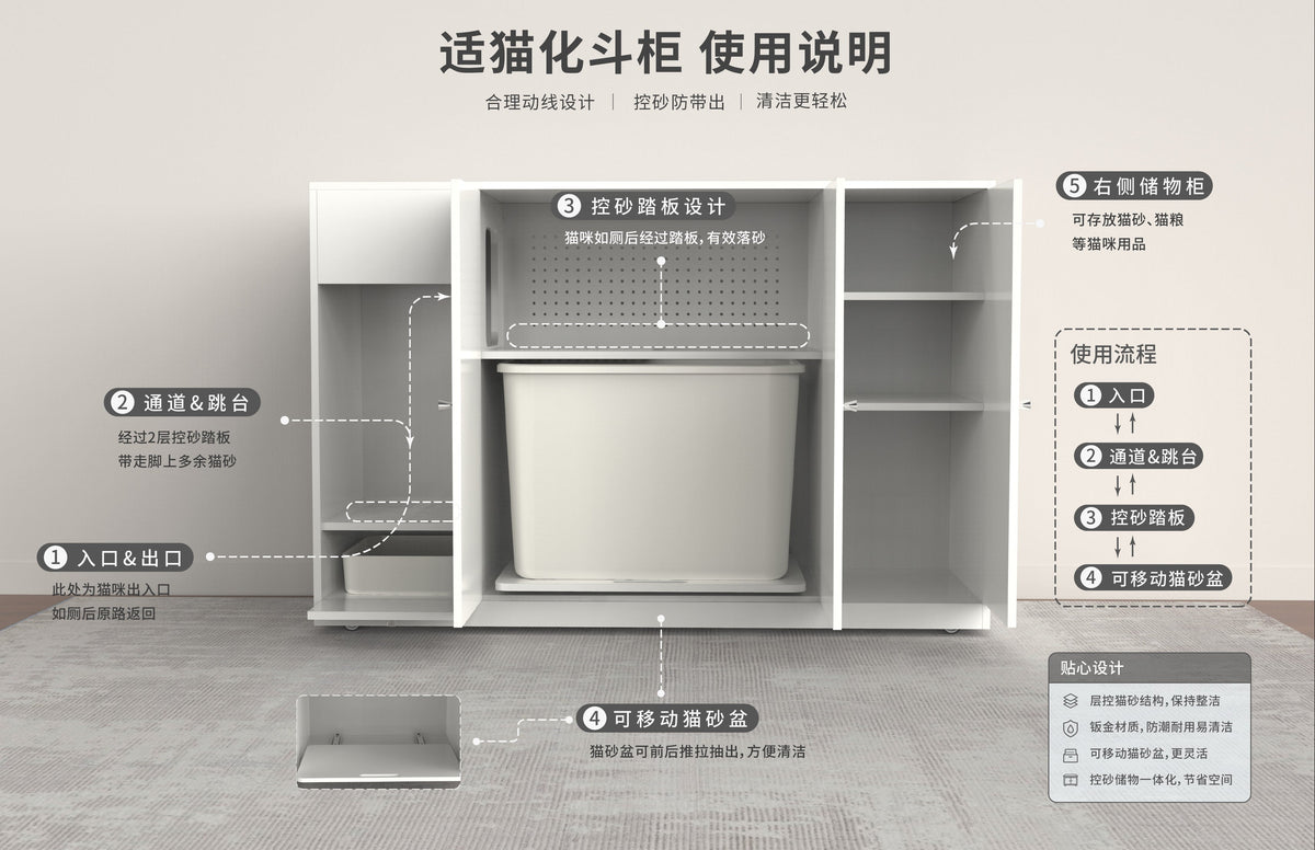 Cream white cat cabinet